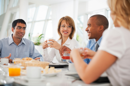 Businesspeople having a lunch break.